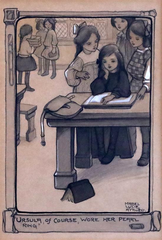 Mabel Lucie Attwell (1879-1964) original artwork for Troublesome Ursula 7 x 5in., accompanied by the book